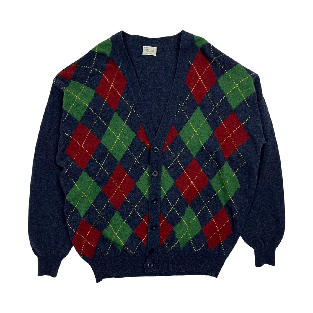 United Colors of Benetton Italian Made Argyle Knit Cardigan - Size L