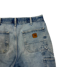 Load image into Gallery viewer, Carhartt Distressed &amp; Repaired Carpenter Denim Shorts - Size 34"

