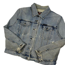 Load image into Gallery viewer, Distressed Harley-Davidson Denim Biker Jacket - Size S/M
