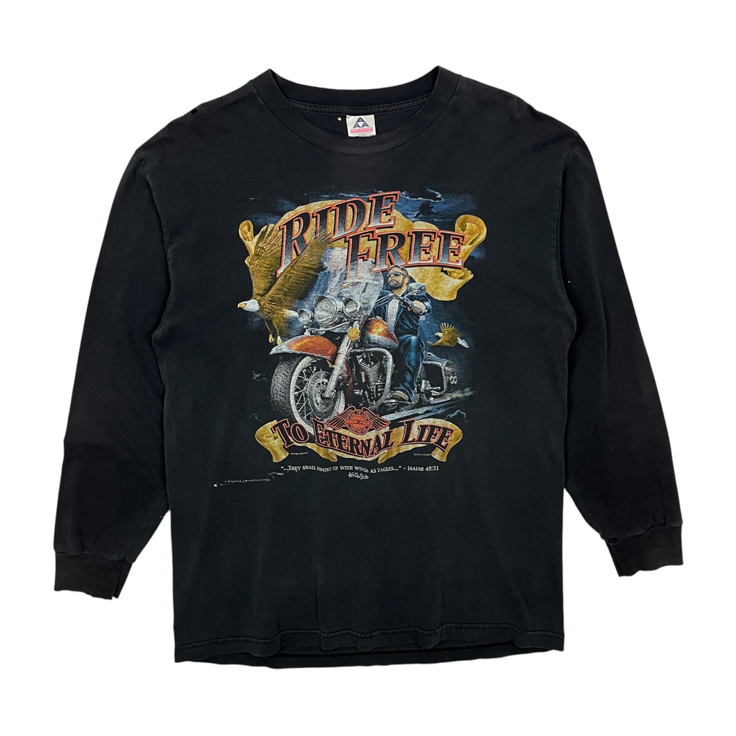 2000 Ride Free To Eternal Life Christian Biker Long Sleeve - Size L/XL