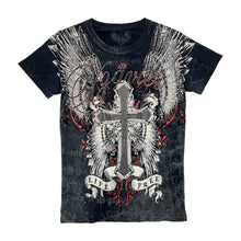 Load image into Gallery viewer, Xzavier Rhinestone Winged Cross Tee - Size L
