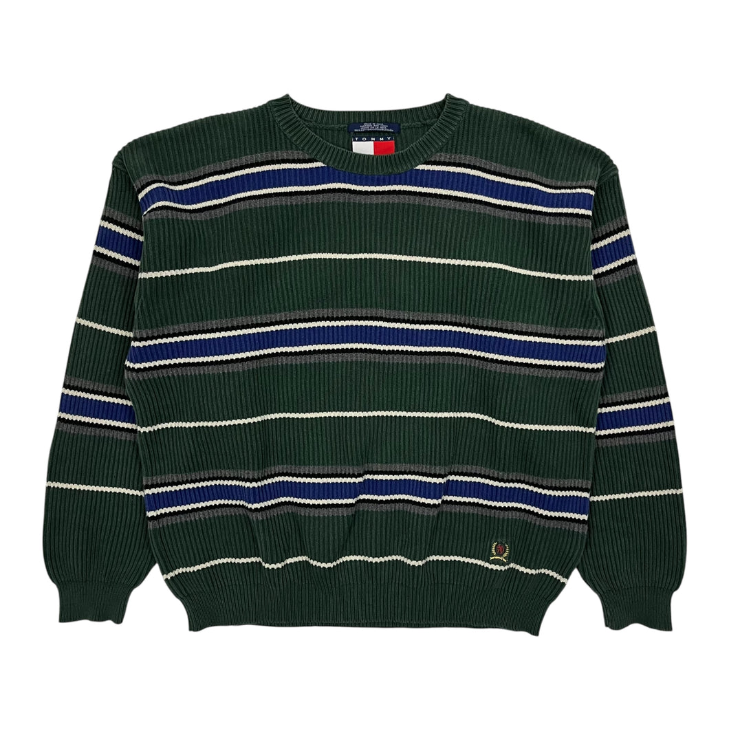 Tommy Hilfiger Striped Heavyweight Cable Knit Sweater - Size L
