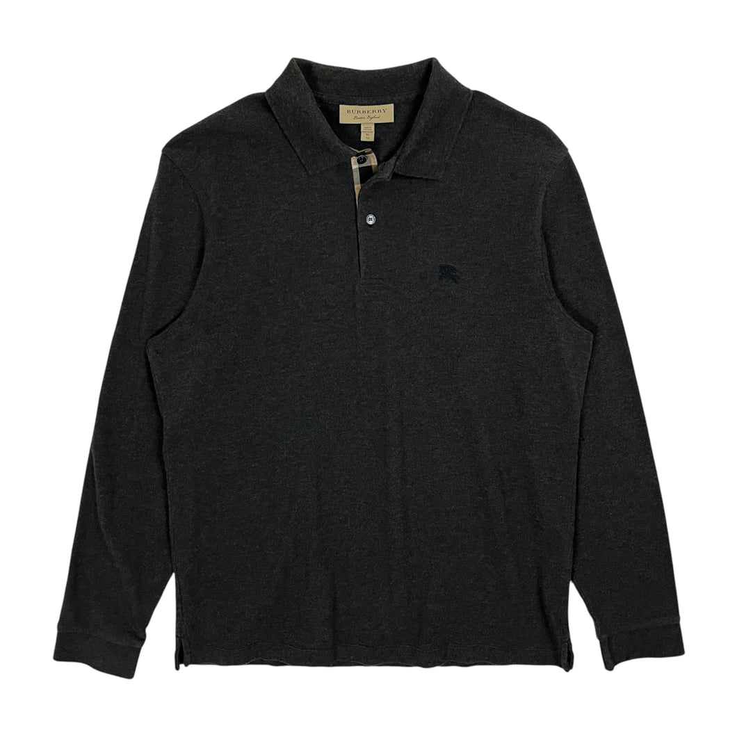 Burberry London Nova Check Knit Long Sleeve Polo - Size L/XL