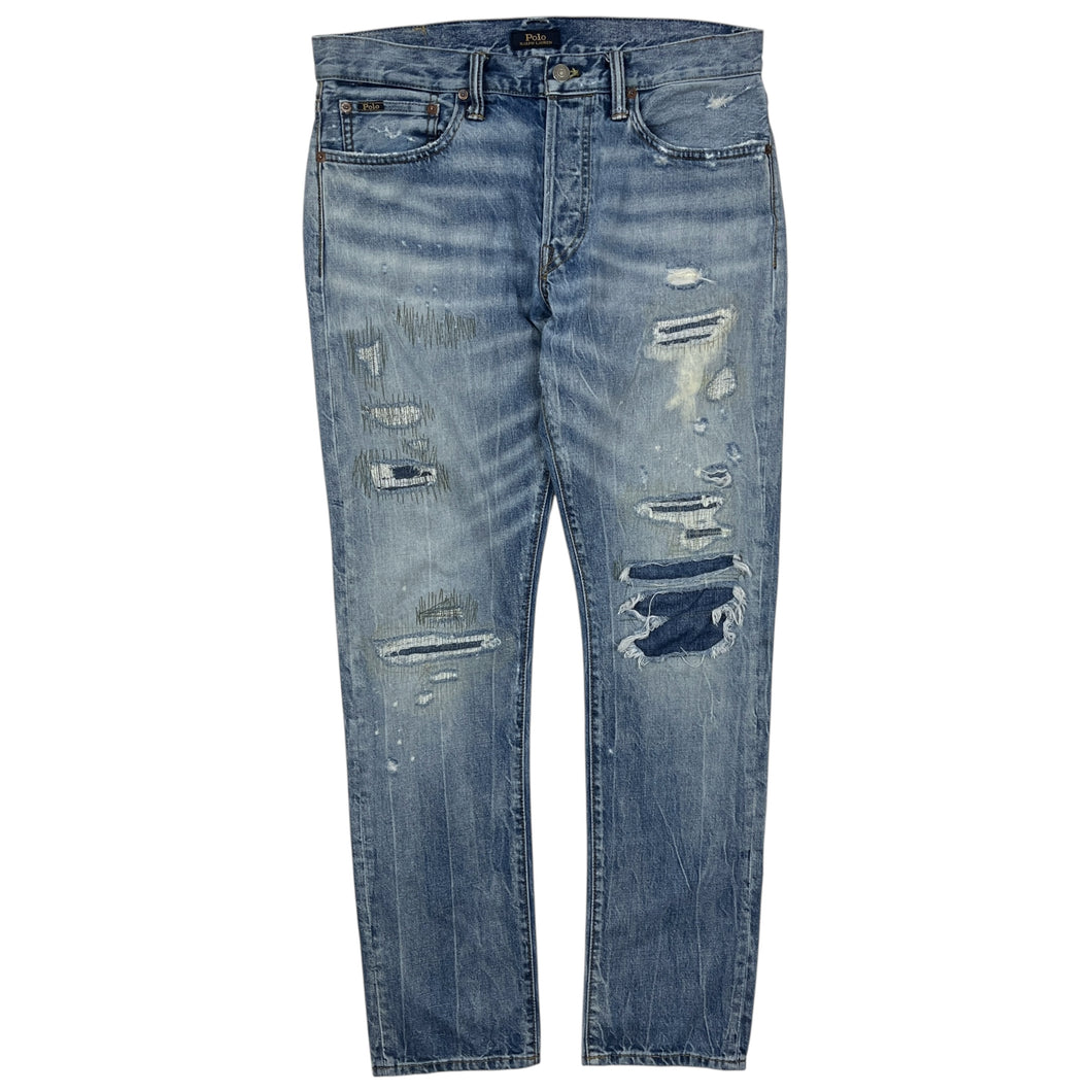 Polo By Ralph Lauren Varick Slim Repaired Denim Jeans - Size 34