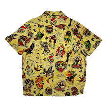 Load image into Gallery viewer, Ed Hardy Traditional Tattoo Flashboard All Over Print Button Up - Size L
