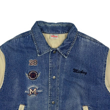 Load image into Gallery viewer, Disney Mickey Mouse Two Tone Denim Varsity Jacket - Size M
