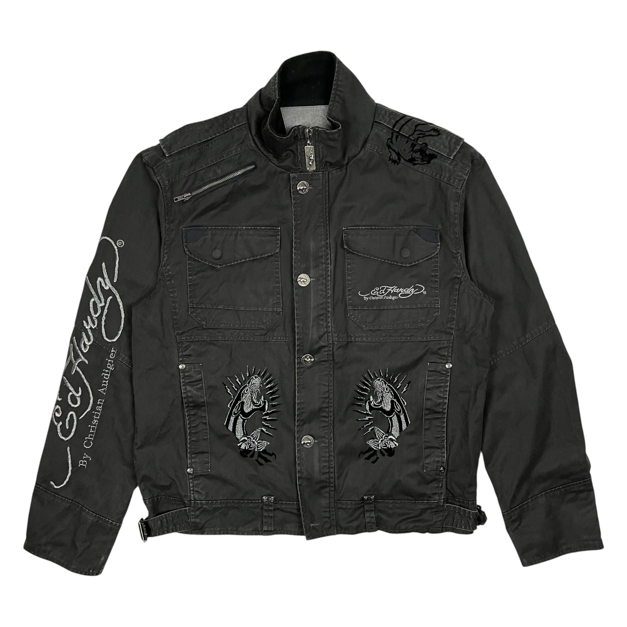 Ed Hardy By Christian Audigier Black Panther Jacket - Size L