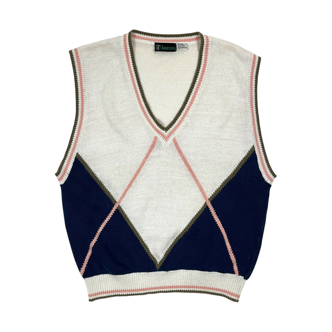 Jantzen Argyle Knit Sweater Vest - Size L