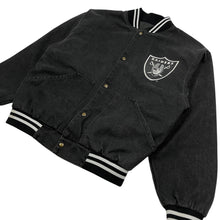 Load image into Gallery viewer, Los Angeles Raiders Denim Bomber Jacket - Size L
