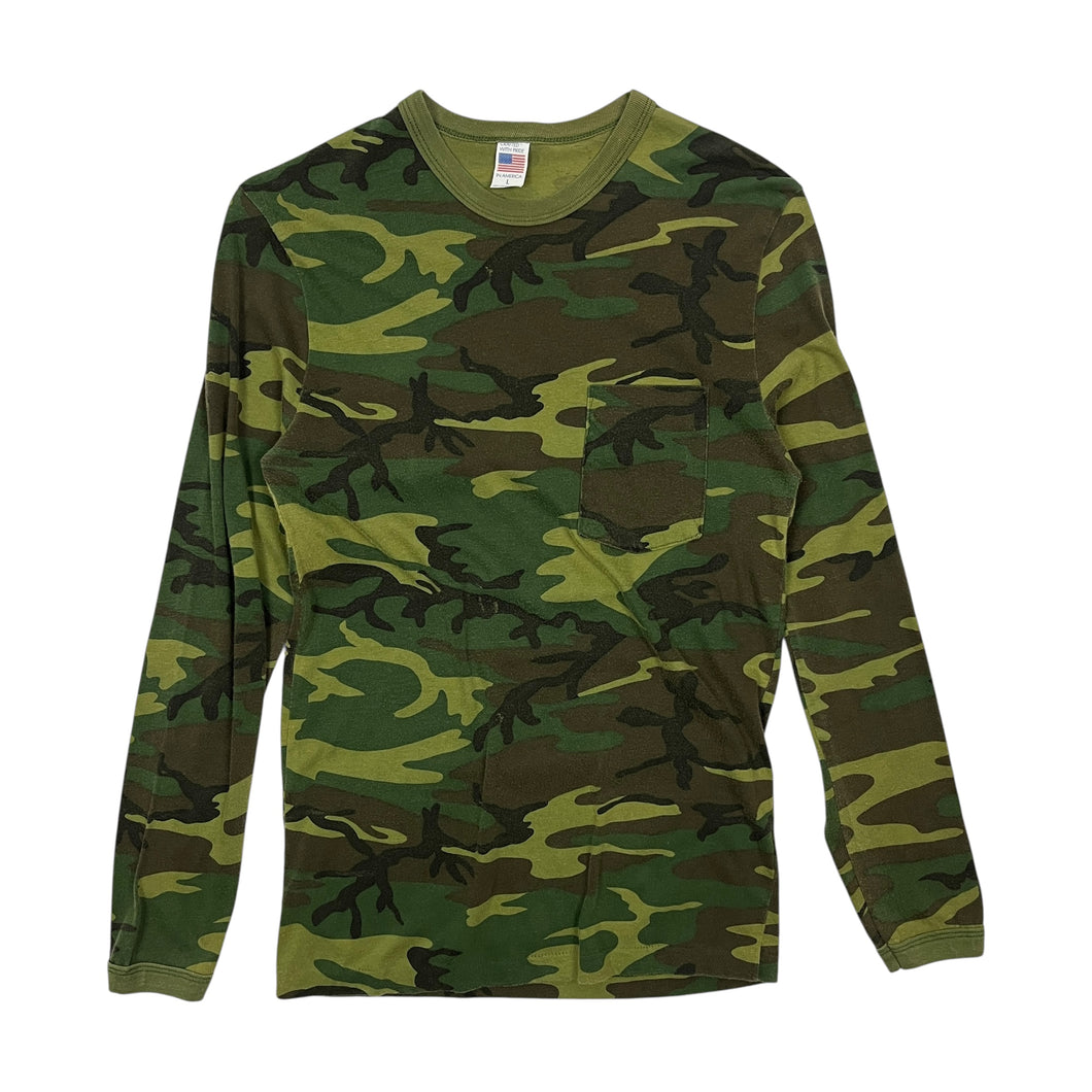 Woodland Camo USA Made Long Sleeve - Size L
