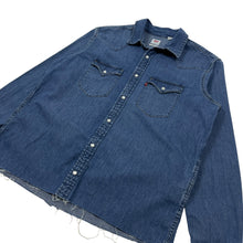 Load image into Gallery viewer, Levi&#39;s Pearl Snap Raw Hem Denim Western Shirt - Size L
