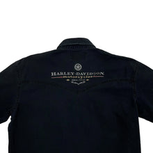 Load image into Gallery viewer, Harley-Davidson Embroidered Western Denim Button Up Shirt - Size L
