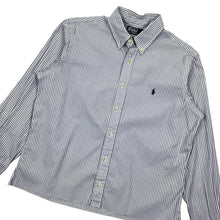Load image into Gallery viewer, Polo By Ralph Lauren Pinstripe Raw Hem Button Down - Size M

