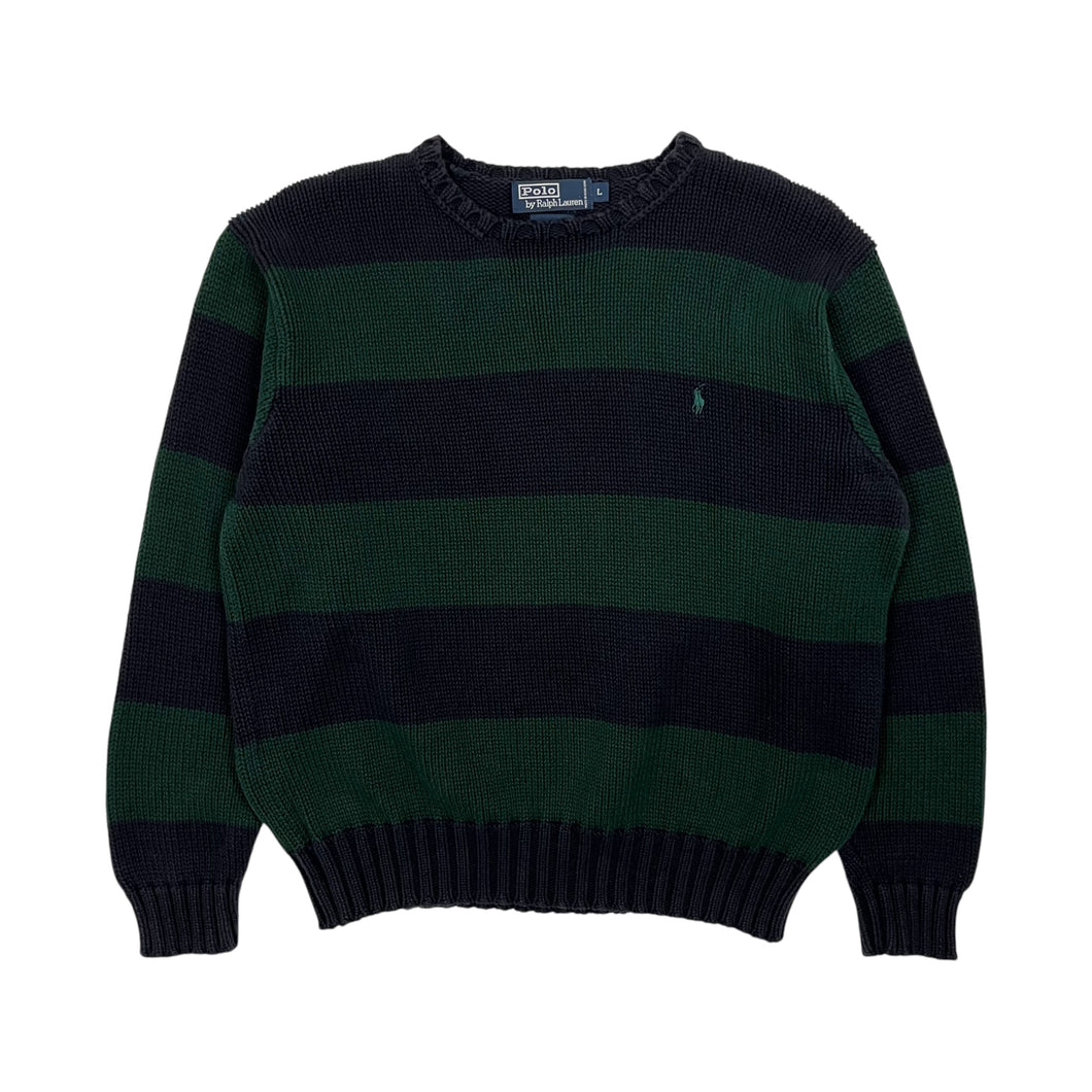 Polo By Ralph Lauren Striped Heavyweight Knit Sweater - Size L