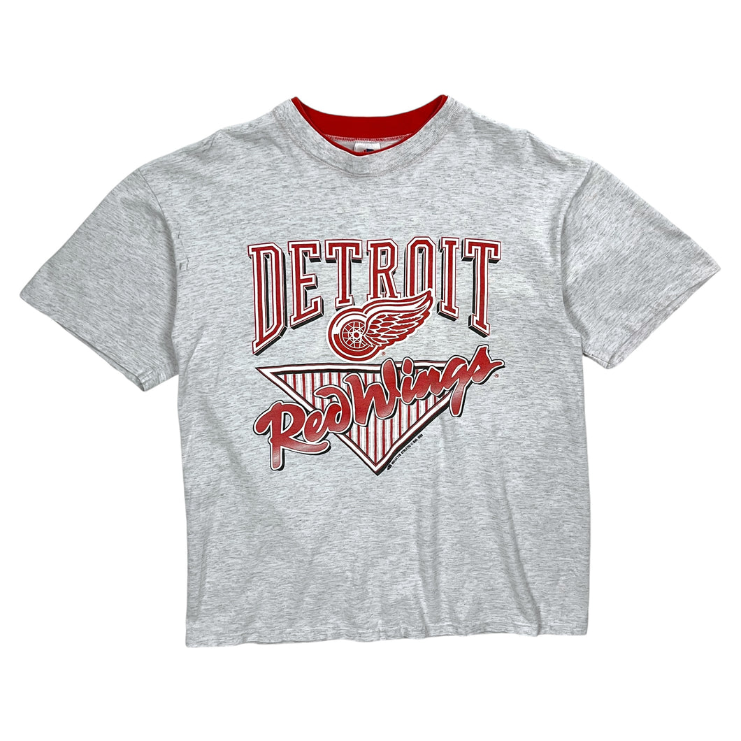 1990 Detroit Red Wings NHL Faux Layered Two Tone Tee - Size L