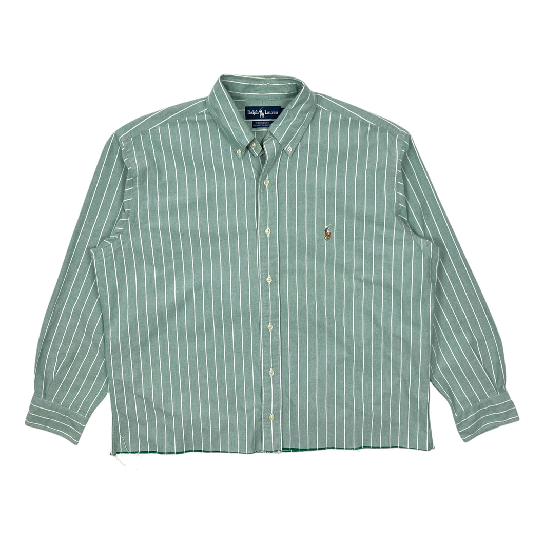 Ralph Lauren Pinstripe Oxford Raw Hem Button Up - Size L