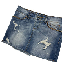 Load image into Gallery viewer, Women&#39;s Harley-Davidson Distressed Denim Mini Skirt - Size S
