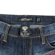 Load image into Gallery viewer, Women&#39;s Ed Hardy Tattoo Denim Mini Skirt - Size 27&quot;
