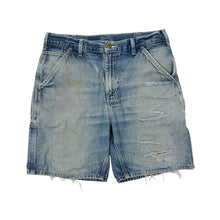 Load image into Gallery viewer, Carhartt Distressed &amp; Repaired Carpenter Denim Shorts - Size 34"
