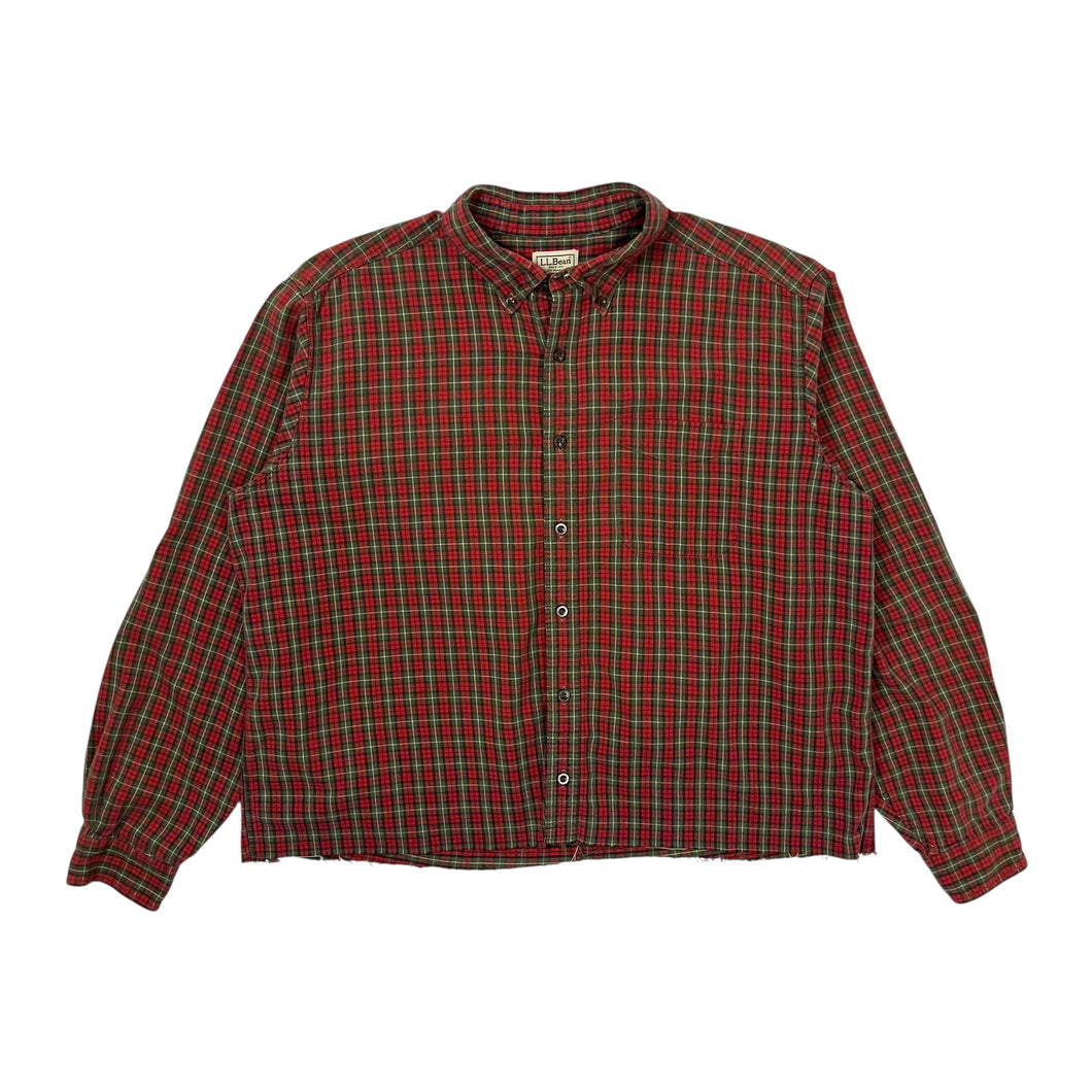 LL Bean Plaid Raw Hem Button Down - Size L/XL