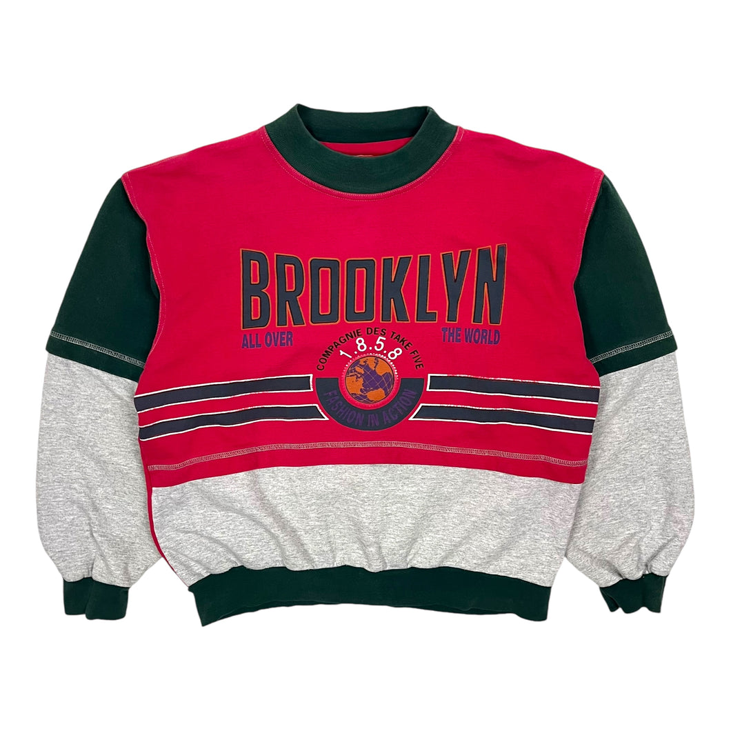 Brooklyn Colour Blocked Crewneck Layered Sweatshirt - Size M