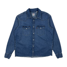 Load image into Gallery viewer, Levi&#39;s Pearl Snap Raw Hem Denim Western Shirt - Size L
