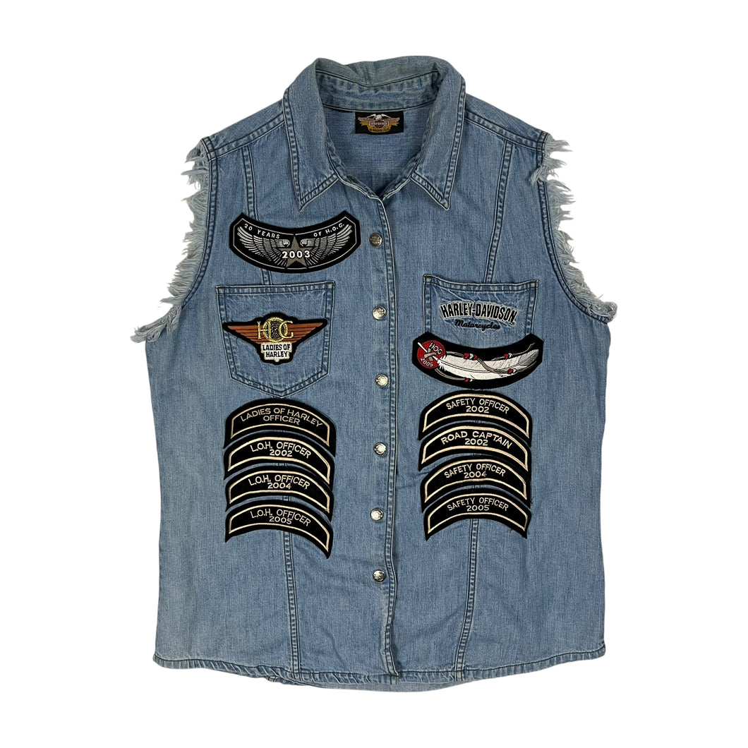 Women's Harley-Davidson Patched Denim Rider Cut Off - Size XL
