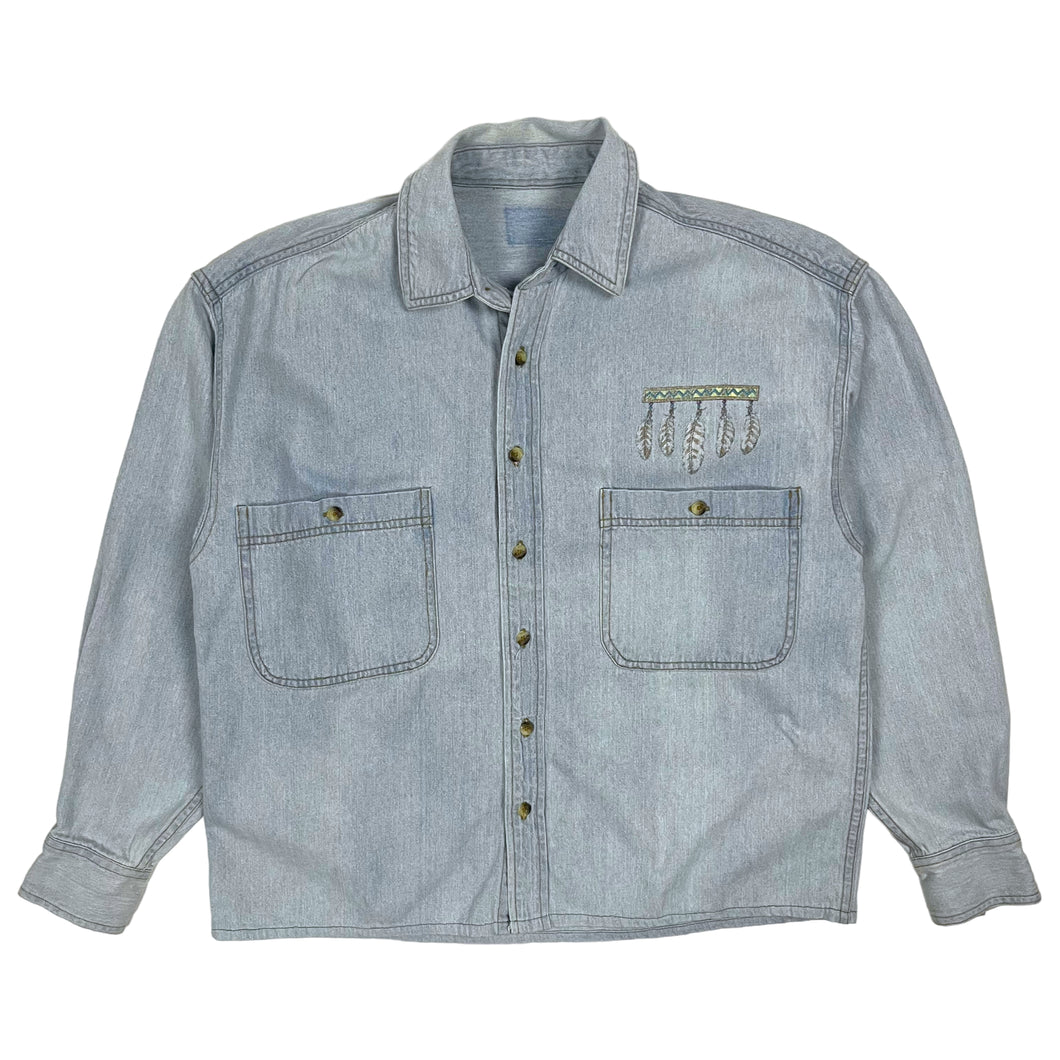 National Wildlife Wolf Denim Shirt - Size M