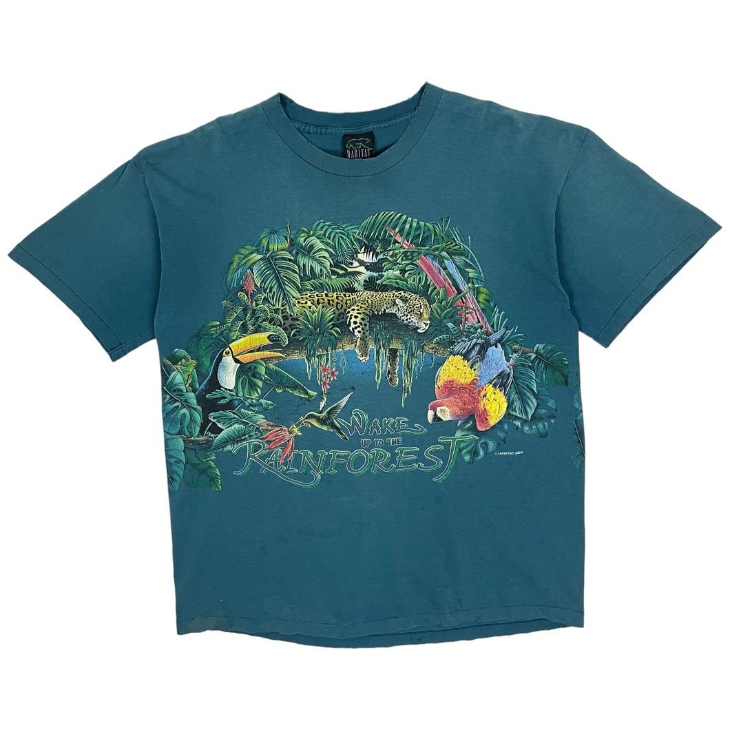 1994 Wake Up To The Rainforest All Over Print Tee - Size XL