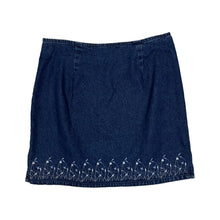 Load image into Gallery viewer, Women&#39;s Floral Embroidered Denim Skirt - Size L
