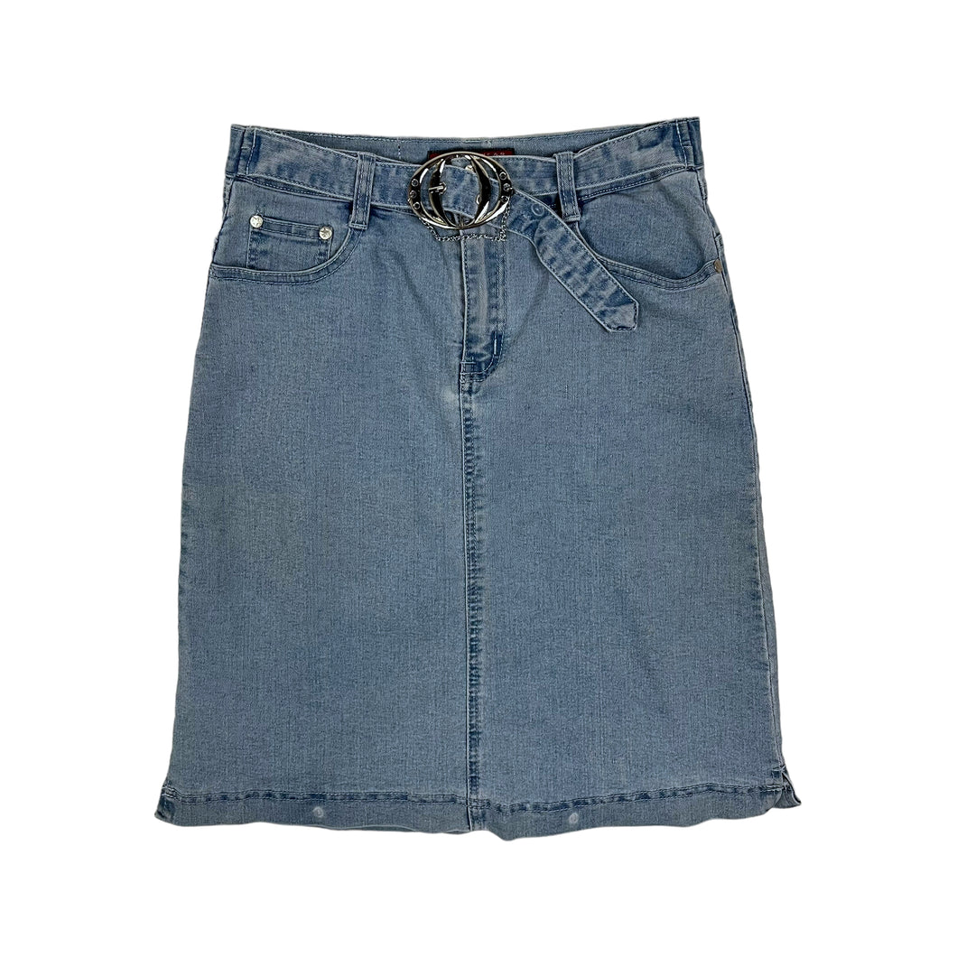 Women's Belted Denim Bell Skirt - Size S
