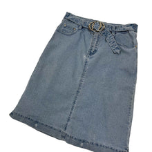 Load image into Gallery viewer, Women&#39;s Belted Denim Bell Skirt - Size S
