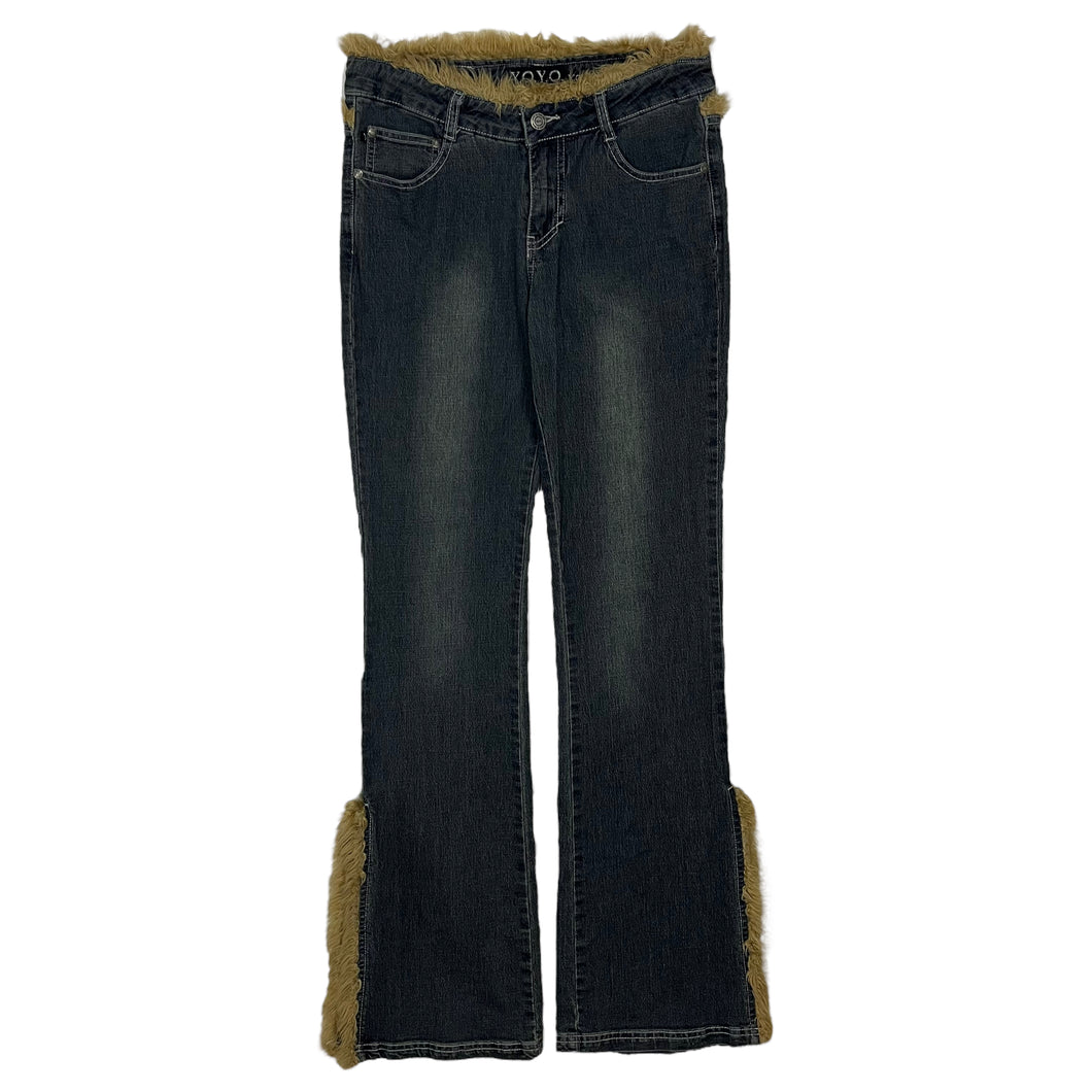Women's Y.O.Y.O. Fur Trim Denim Jeans - Size M