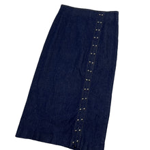Load image into Gallery viewer, Women&#39;s Denim Studded Pencil Skirt - Size S/M
