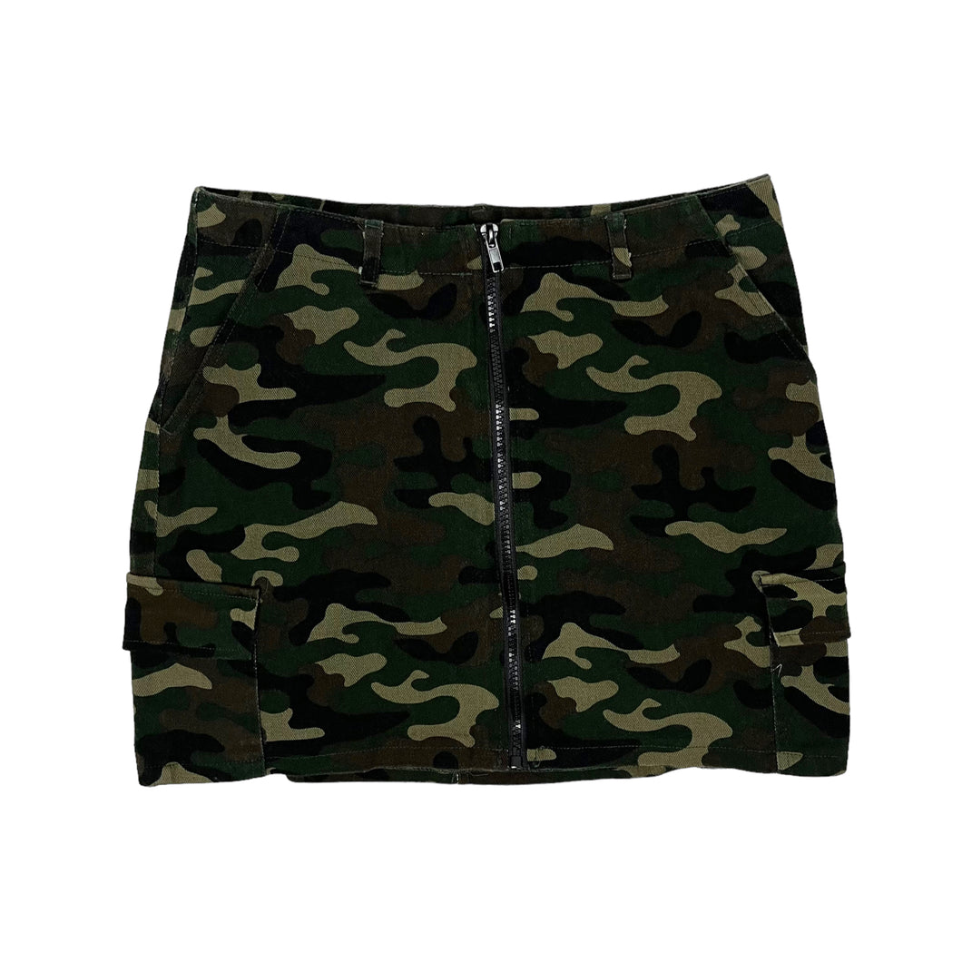 Women's Front Zip Camo Mini Skirt - Size S