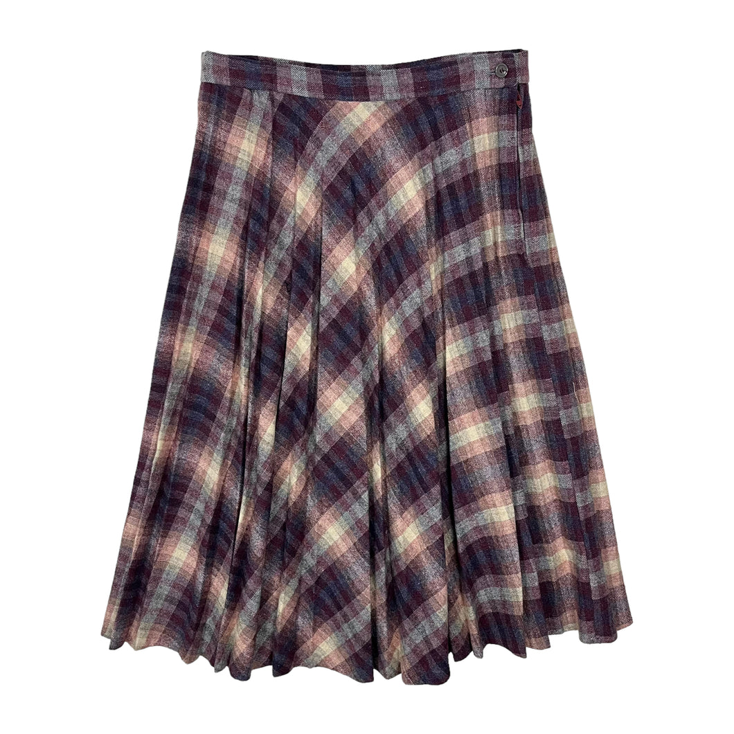 Women's Plaid Wool Pleated Skirt - Size M