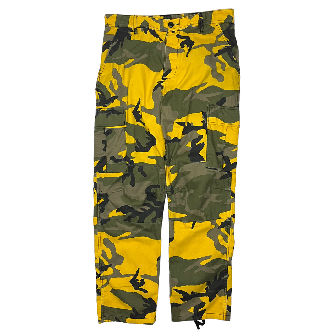 Yellow Woodland Camo Military Cargo Pants - Size M