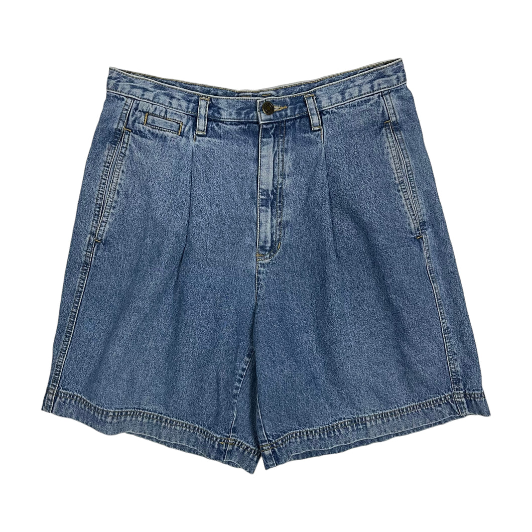 Women's Pleated Denim Shorts - Size L