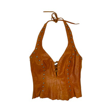 Load image into Gallery viewer, Women&#39;s Studded Leather Halter Top - Size S
