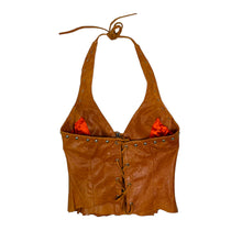 Load image into Gallery viewer, Women&#39;s Studded Leather Halter Top - Size S
