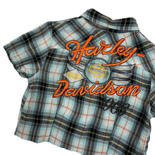 Load image into Gallery viewer, Women&#39;s Harley-Davidson Raw Hem Cropped Shirt - Size XS/S
