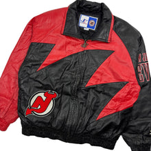 Load image into Gallery viewer, 1994 New Jersey Devils Logo Athletic Sharktooth Leather Jacket - Size XL
