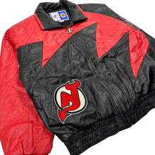 Load image into Gallery viewer, 1994 New Jersey Devils Logo Athletic Sharktooth Leather Jacket - Size XL
