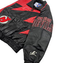 Load image into Gallery viewer, 1994 New Jersey Devils Logo Athletic Sharktooth Leather Jacket - Size XL
