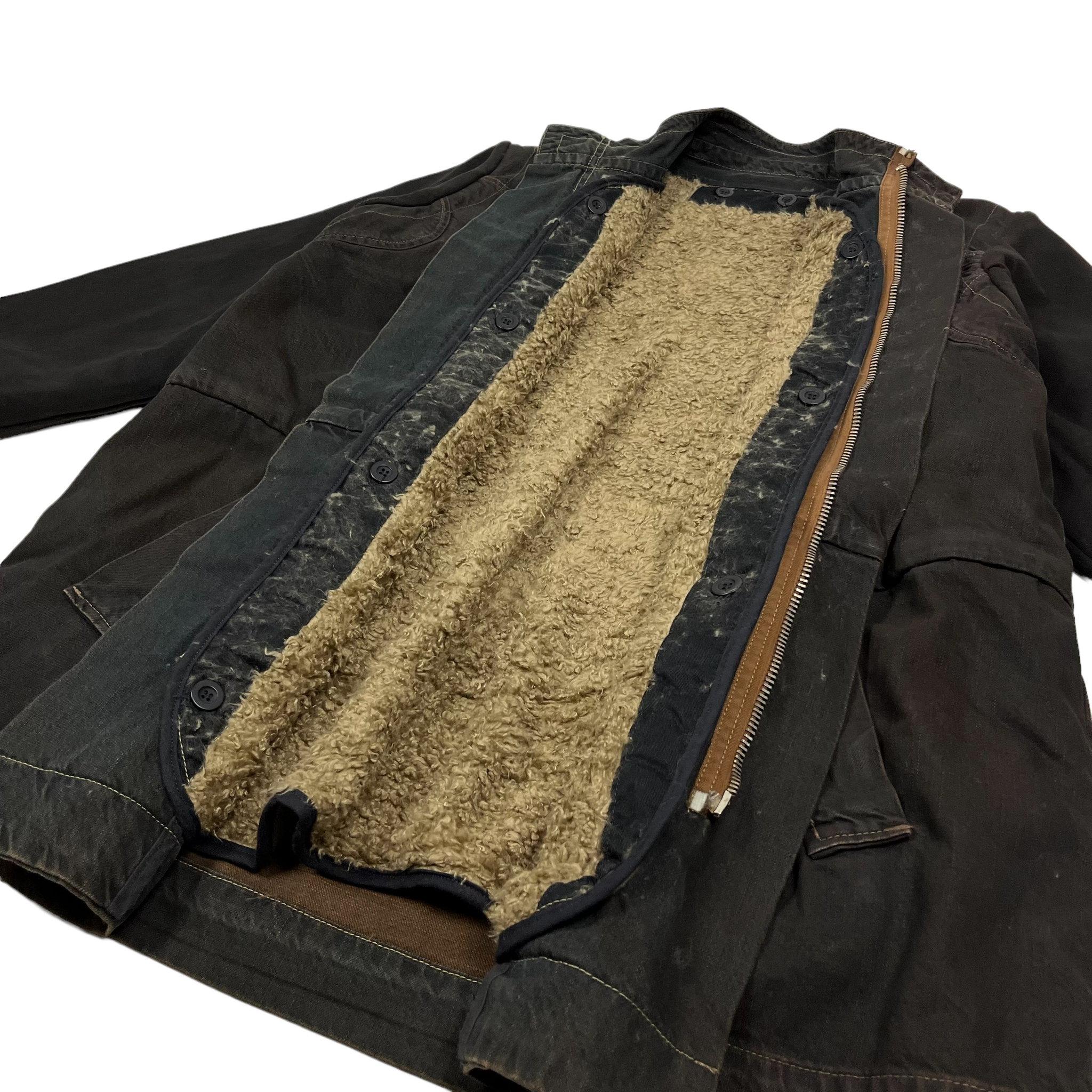 A/W 2001 Rick Owens SLAB Sherpa Lined Parka Jacket - Size XL