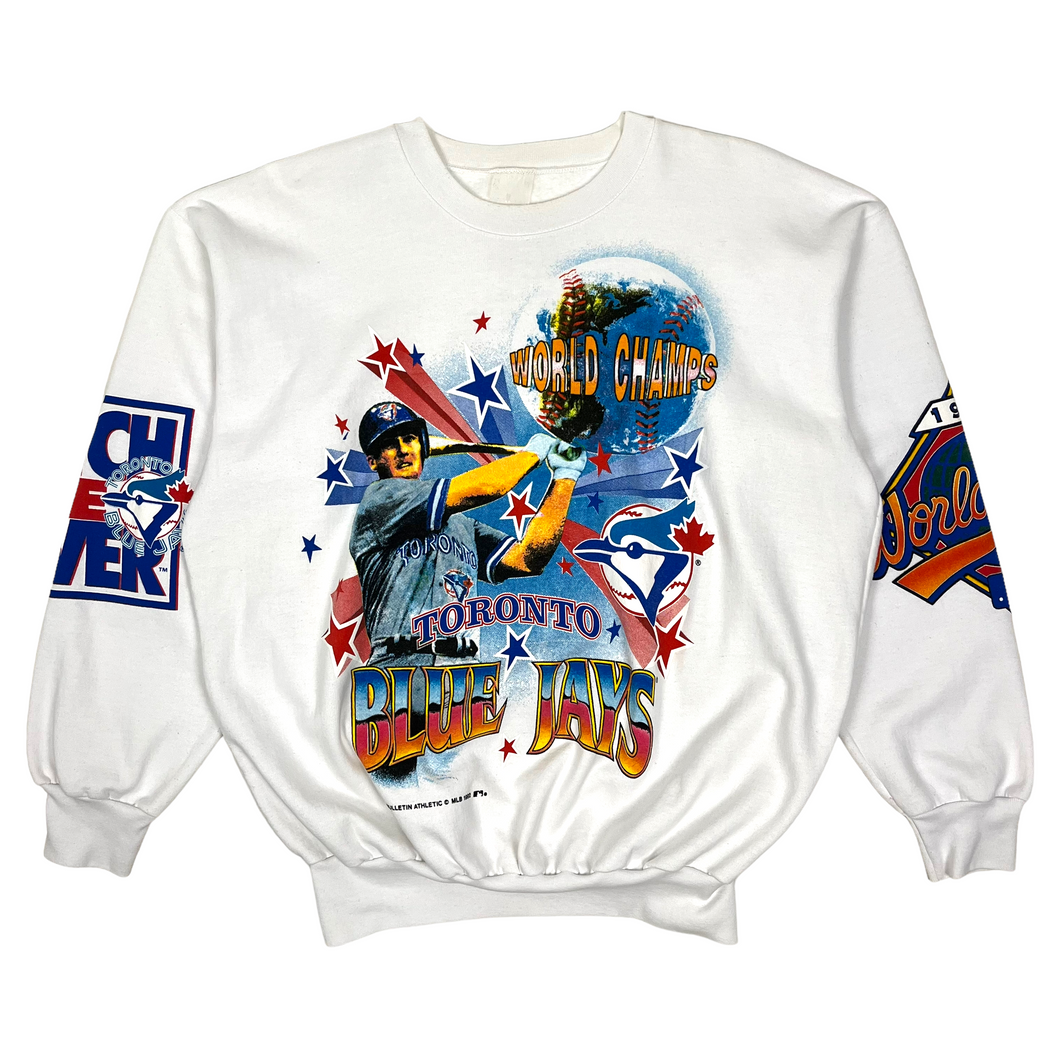 1992 Toronto Blue Jays All Over Print Crewneck Sweatshirt - Size XL