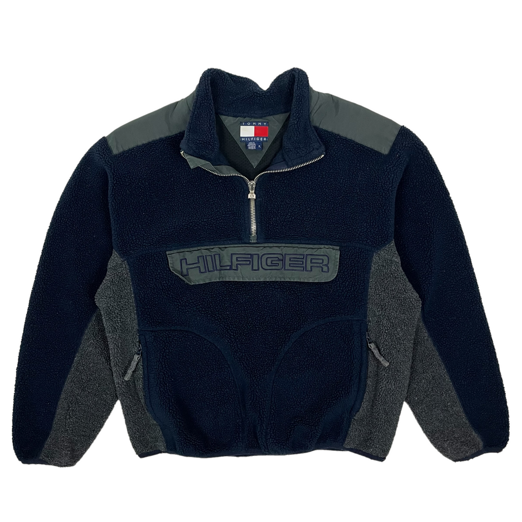 Tommy Hilfiger Deep Pile Quarter Zip Sherpa Pullover - Size L