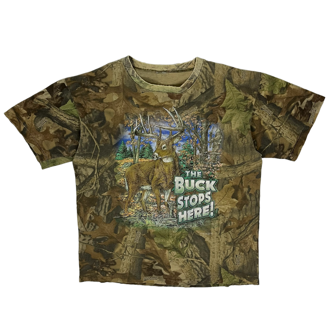 2000 The Buck Stops Here Real Tree Camo Tee - Size L
