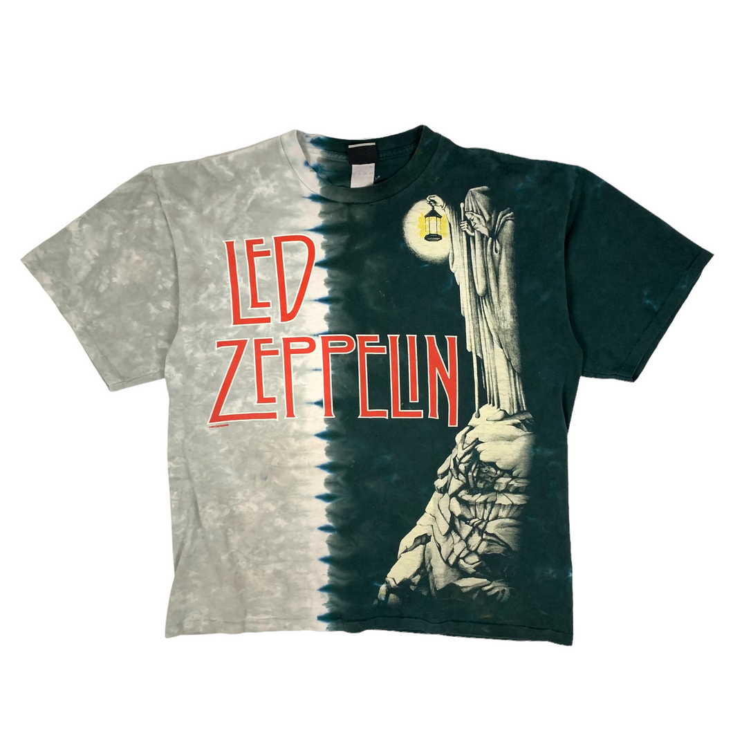 Led Zeppelin Liquid Blue Tie Dye Stairway To Heaven Tee - Size XL