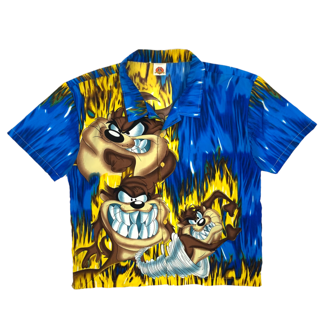 2003 Taz All Over Print Flame Shirt - Size XL